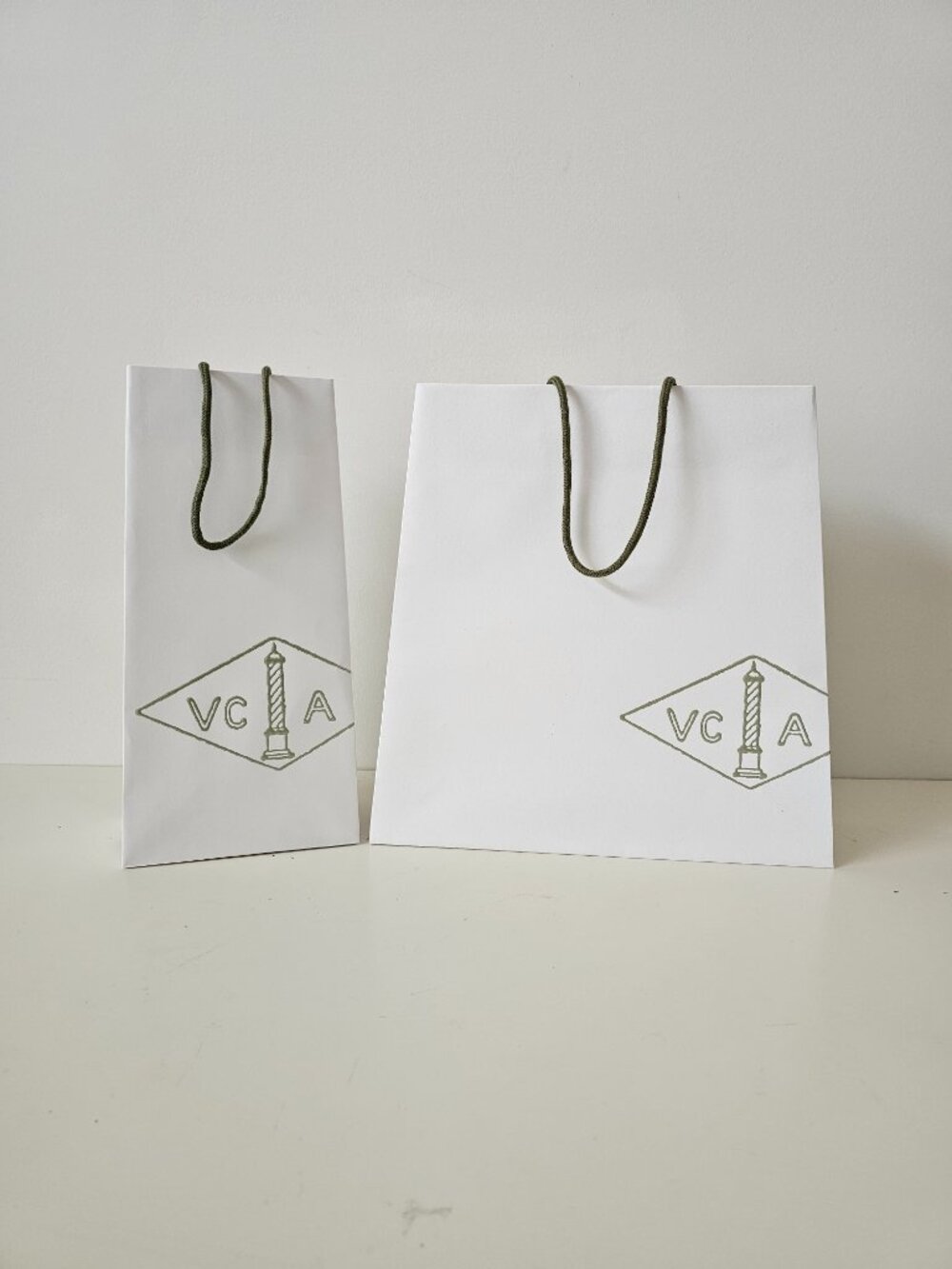 2 X New VAN CLEEF & ARPELS White Paper Shopping Bag, 12"x12"x3.75" & 12"x6"x3.75